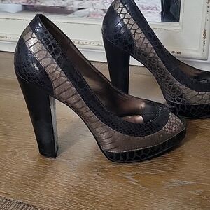 XOXO Snake Print color block heels